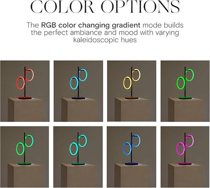 Brightech Saturn Modern Color Changing Table Lamp - Desk Tree LED Lamp Perfect for Living Room Decor - Beautiful RGB Color Gradient and 2 LED Lights for Bedroom, Office, Reading - Black