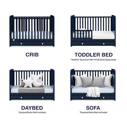 GAP babyGap Graham 4-in-1 Convertible Crib with Storage Drawer - Greenguard Gold Certified, Navy/Light Blue