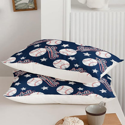 3D Baseballs Comforter Full Size,Blue Baseball Kids Comforter Set,3Pcs Bedding Set Printed Comforter with 2 Pillowcases,Down Alternative,Soft and Lightweight,for All Seasons