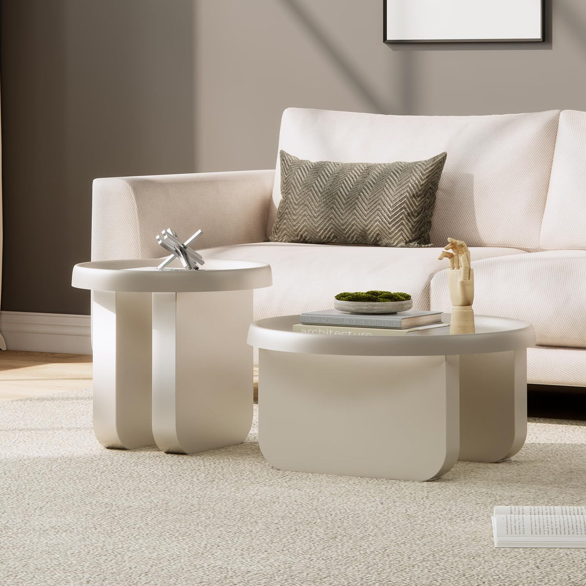 Round Coffee Table,Modern Coffee Table,Unique Circle Coffee Tables,Metal Center Table for Living Room (Black, 29.5 x 16.5)
