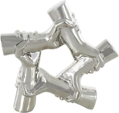 Deco 79 Ceramic Hands Decorative Sculpture Gripping Home Decor Statue, Accent Figurine 13" x 4" x 13", Silver