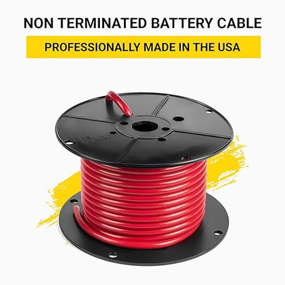 Spartan Power Battery Cable, 100% Pure Copper Wire, Automotive, Inverter, MPPT, Car Audio Speaker Amp Stereo, RV Trailer, Made in USA