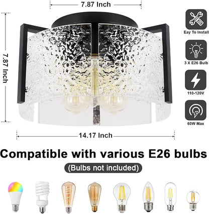 Bektas Semi Flush Mount Ceiling Light, Hallway Light Fixture,Entryway Light,Modern Bedroom Lampe,Metal Light Fixtures,Lighting Fixture Flush Mount for Kitchen Bathroom Dining Room ETL Listed