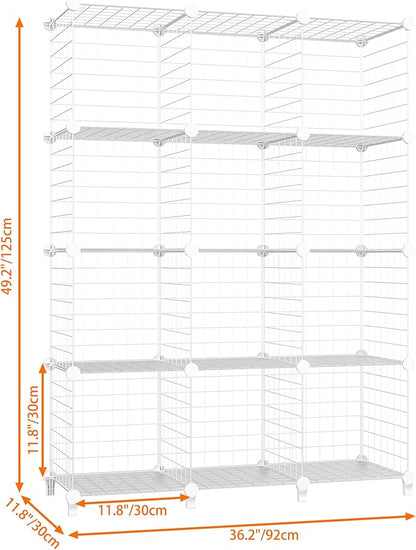 HOMIDEC Closet Organizers and Storage, 12 Storage Cubes, Wire Cube Storage DIY Room Storage Shelf for Garment Racks, Closet, Wardrobe