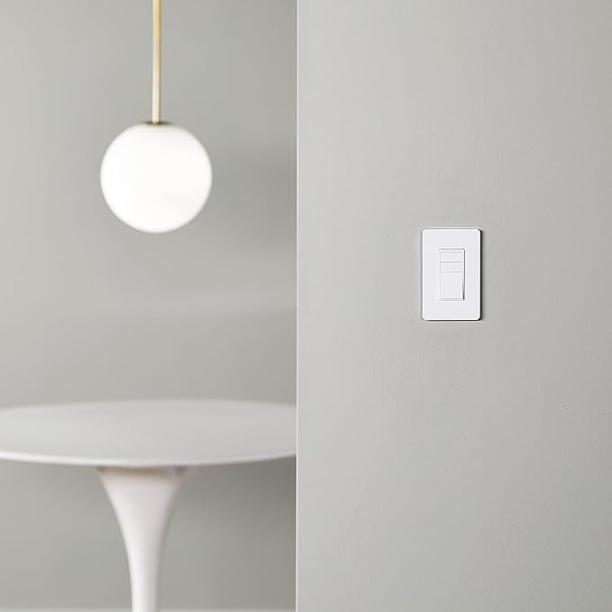 Amazon Basics Smart Dimmer Switch, 3-Way, Works with Alexa Only, 2.4 GHz Wi-Fi, No Hub Required, White