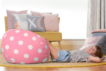 Aubliss Stuffed Animal Bean Bag Storage Chair (Light Pink Dot, Medium (32''))