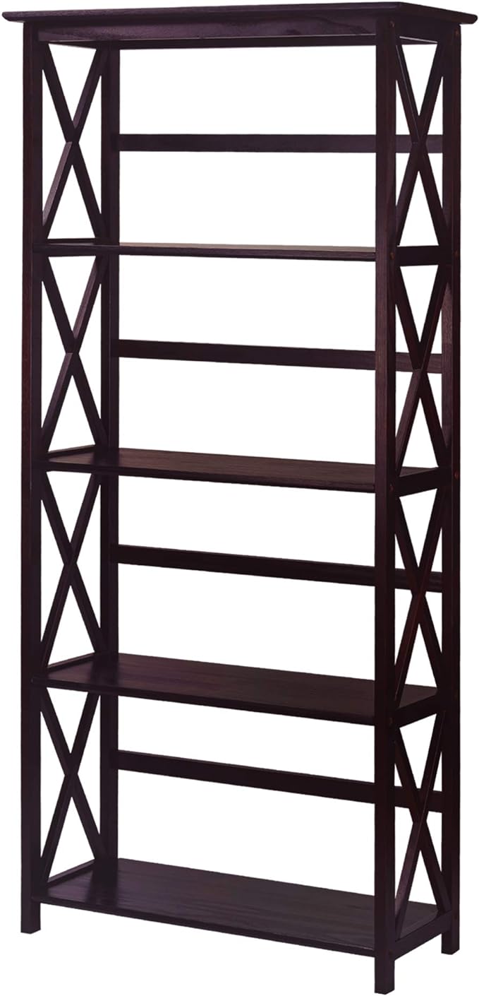 Casual Home Montego 5-Shelf Bookcase, Espresso (New)