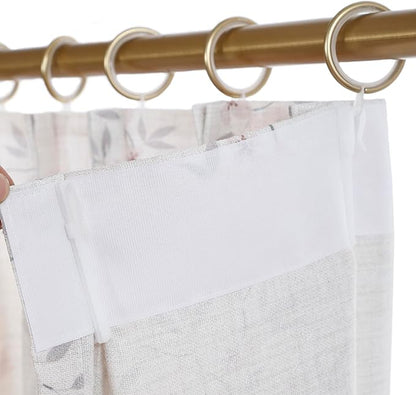 Pink Floral Pinch Pleated Linen Curtains - 2 Panels of Privacy Light-Filtering Printed Curtains Suitable for Dining Rooms and Farmhouses.60 Inches Wide by 100 Inches Long