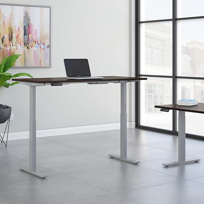 Bush Business Furniture Move 60 Series Electric Ergonomic Sit-Stand Computer Table for Home and Professional Office, 60W x 30D, Mocha Cherry