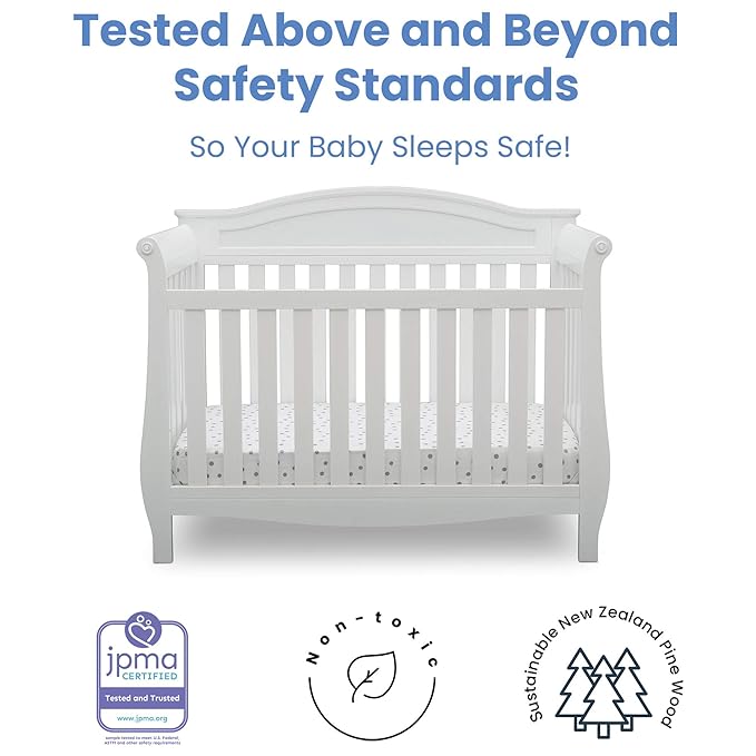 Delta Children Lancaster 4-in-1 Convertible Baby Crib, Bianca White