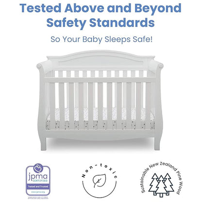 Delta Children Lancaster 4-in-1 Convertible Baby Crib, Bianca White