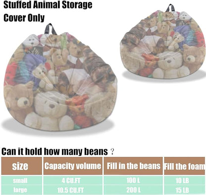 Bean Bag Chair Cover (No Filler) Stuffed Animal Storage Bean Bag Cover Pets Dogs/Cats Lazy Beds. Washable Ultra Soft Corduroy Stuffed for Organizing Plush Toys or Textile, Sack Bean Bag