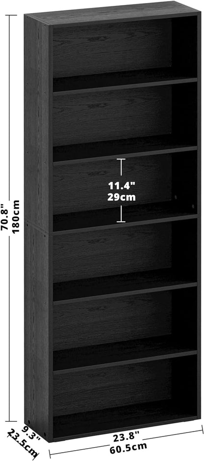 IRONCK Bookshelves and Bookcases Floor Standing 6 Tier Display Storage Shelves 70in Tall Bookcase Home Decor Furniture for Home Office, Living Room, Bed Room