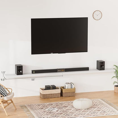 Heimlove 55 Inch Long Floating Shelves for Wall,9.3" Deep White Floating Shelves Set of 2,Large Display Shelf & Storage Shelf,Wall Mounted Shelves for Bedroom Living Room Kitchen Office