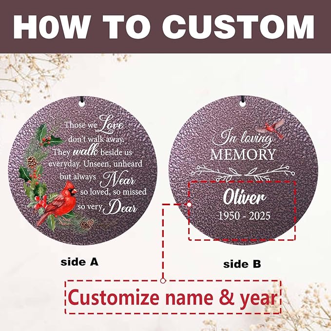 ASTARIN Personalized Cardinal Wind Chime Memorial, Customized Sympathy Wind Chimes for Loss of Loved One, in Memory of Loved Ones Lost, Bereavement Gifts Windchimes Outdoor