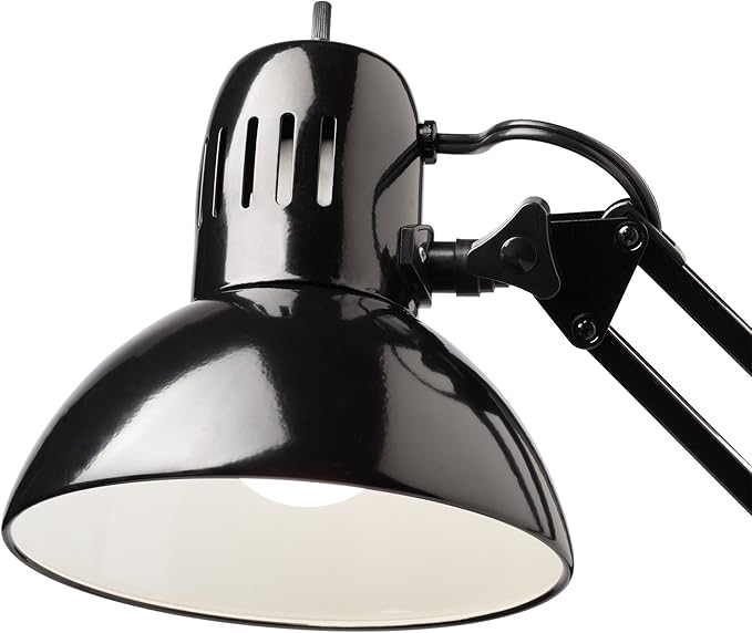 Globe Electric 56963 31.5" Multi-Joint Desk Lamp with Metal Clamp, Black, On/Off Rotary Switch on Shade, Partially Adjustable Swing Arm, Home Essentials, Reading Light, Office Décor