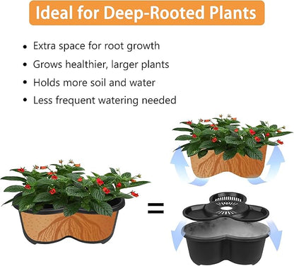 VECELO 5 Tier Vertical Garden Planter, Self Watering Stackable Planters with Wheels for Strawberries, Herbs, Flowers, Vegetables, Black