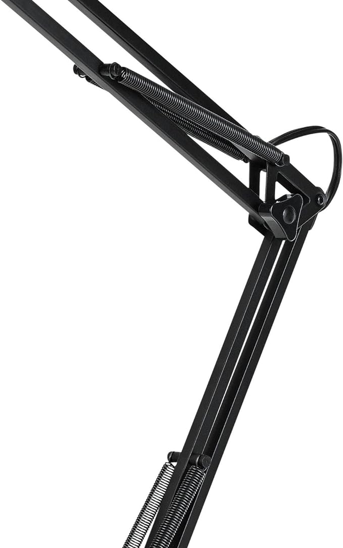 Globe Electric 5698601 28" Heavy Base Top Moving Spring Balanced Swing Arm Desk Lamp, Black, On/Off Rotary Switch on Shade, Office Decor, Reading Light, Home Essentials, Room Lighting