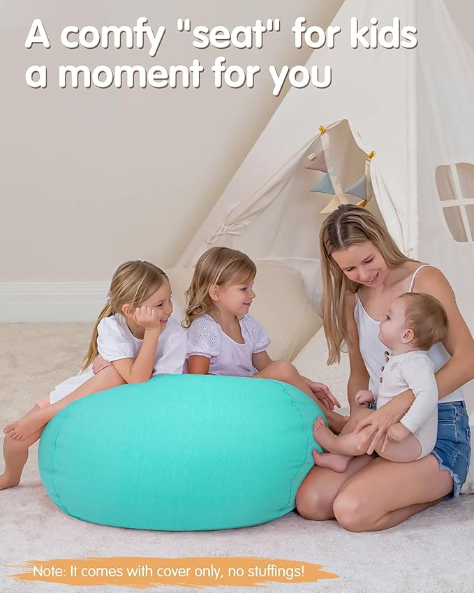Aubliss Stuffed Animal Bean Bag Storage Chair, Beanbag Covers Only for Organizing Plush Toys, Turns into Bean Bag Seat for Kids When Filled, X-Large 48"-Canvas Solid Aqua