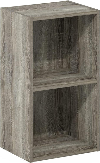Furinno Luder Bookcase / Book / Storage, 2-Tier Cube, French Oak