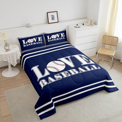 Feelyou Kids Baseball Comforter Set Twin Size Sports Game Bedding Set for Boys Girls Teens Bedroom Decor Baseball Gaming Comforter Gift for Baseball Lover Duvet Set with 1 Pillow Case