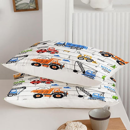 Axolotl Construction Comforter Set Full,Excavator Bedding Set,Construction Vehicles Comforter Set,Excavator Comforter,Excavator Tractor Trucks Bedding Set for Kids Boys Teens,1 Quilt 2 Pillowcases