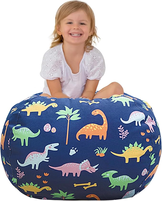 Aubliss Stuffed Animal Bean Bag Storage Chair (Dinosaur, Medium (32''))