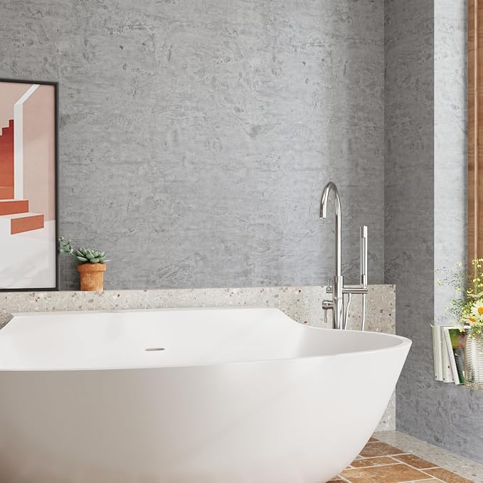 CRE8TIVE 24"x118" Wide Grey Concrete Wallpaper Peel and Stick Removable Cement Contact Paper Thick Texture Self Adhesive Waterproof Paper Roll for Countertop Cabinet Industrial Decorative Vinyl Film