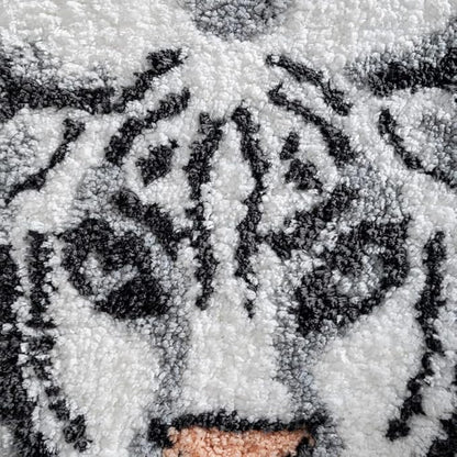 Tiger Shaped Bathroom Rug Animals Bath Mat Rug Non-Slip Bathroom Door Mat for Bedroom Bathroom Kitchen Cartoon Rug for Bathroom Tub Soft Bathmat Home Decor (65x98cm/25.6x38.6in) White