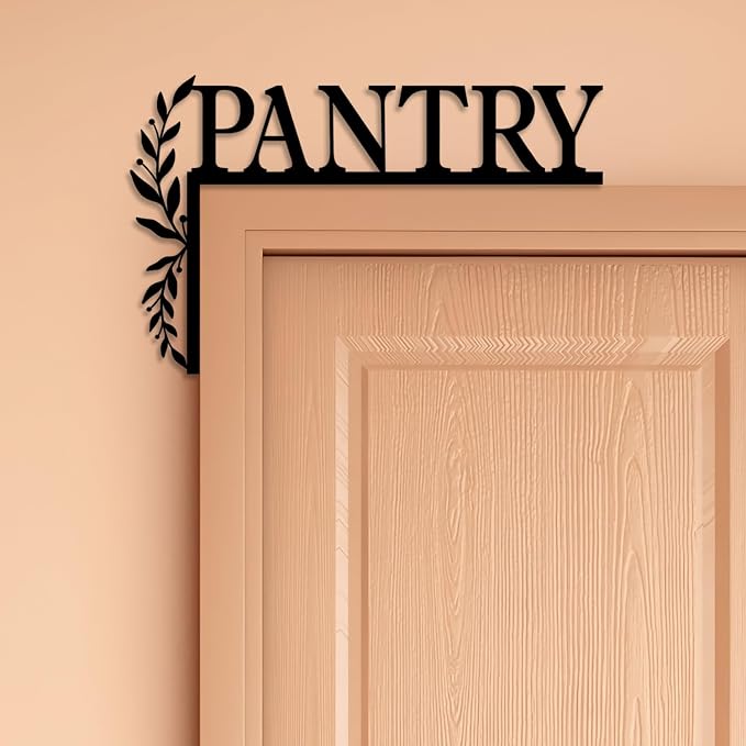 LIYOUYA Metal Pantry Flower Door Topper, door Sign, Door Corner Decor, Black Metal Wall Art, Simple Home Decor - For Kitchen (Black)