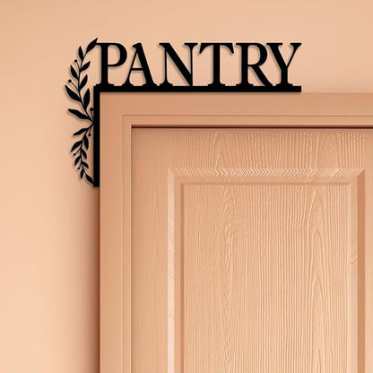 LIYOUYA Metal Pantry Flower Door Topper, door Sign, Door Corner Decor, Black Metal Wall Art, Simple Home Decor - For Kitchen (Black)