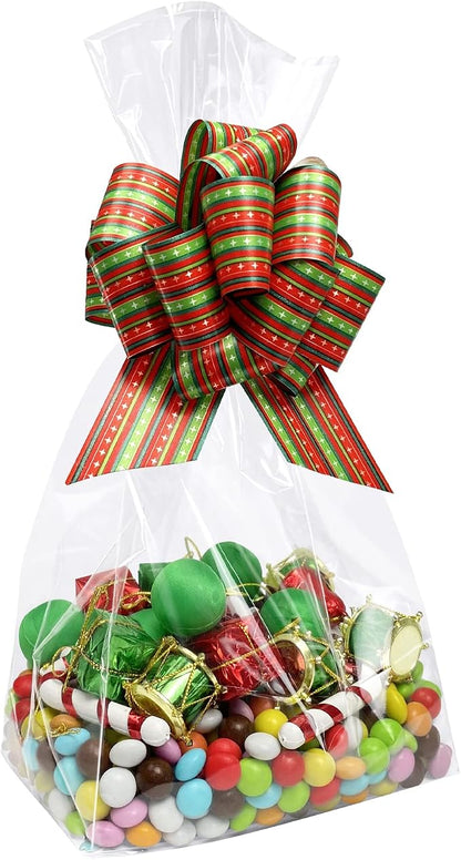 Morepack Gusseted Flat Bottom Cellophane Bags 6x4x13 Inch 50Pcs | with Paper Insert