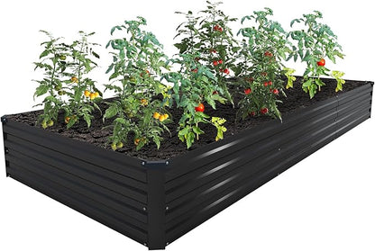 12×4×1FT(2PCS) Galvanized Raised Garden Bed Kit,Metal Planter Boxes,Large Outdoor Planters Garden for Planting Vegetables,Flowers,Herbs -Black