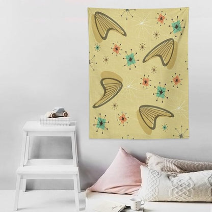 ICMOLYYENLO Boho Medieval Cat Tapestry, Abstract Atomic Starburst Geometric Aesthetic Art Wall Hanging For Bedroom Living Room Dormitory 60x80 Inches