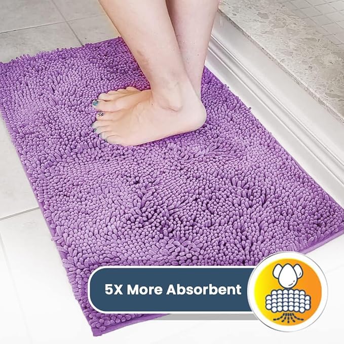 Muddy Mat® Original Dog Door Mat for Muddy Paws, Super Absorbent Microfiber, Non-Slip Washable Pet Rug, Quick Dry Chenille Entryway Carpet, Machine Washable Indoor Outdoor mat, Purple 48"x72"