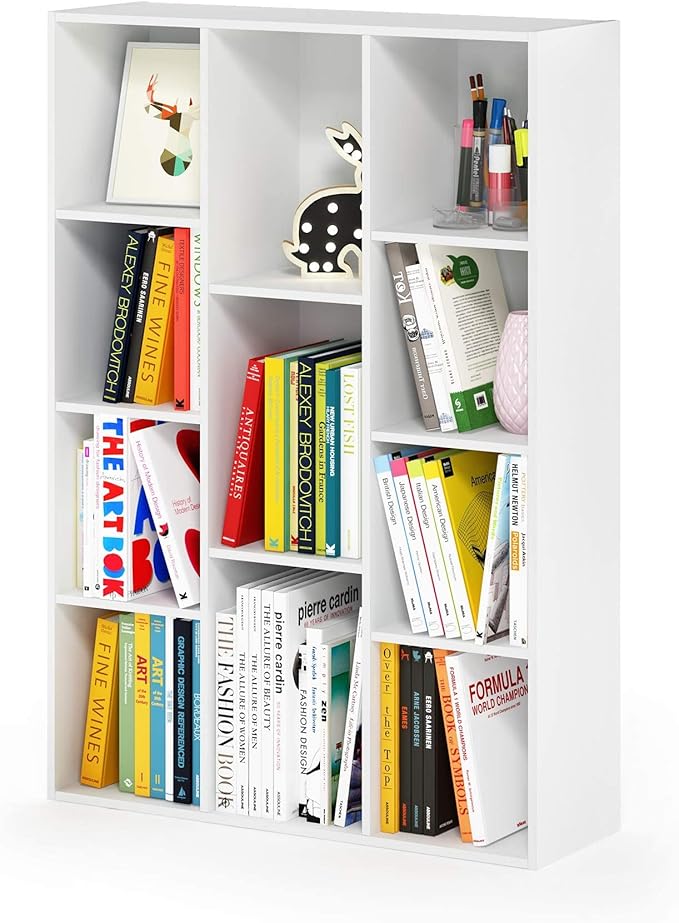 Furinno Luder Bookcase / Book / Storage , 11-Cube, White