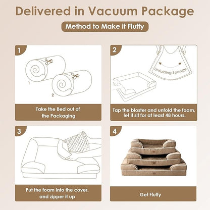 EHEYCIGA Orthopedic XL Dog Beds, Waterproof Memory Foam Dog Bed for Extra Large Dogs, Non-Slip Bottom and Egg-Crate Foam Big Dog Couch Bed with Washable Removable Cover, Camel