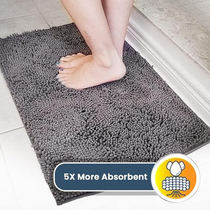 Muddy Mat® Shown on TV – Super Absorbent Microfiber Dog Door Mat for Muddy Paws, Non-Slip Washable Pet Rug, Quick Dry Chenille Entryway Carpet, Machine Washable Indoor Outdoor mat, Grey 60"x48"