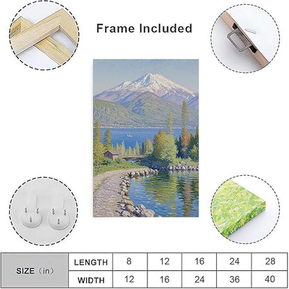 Color harmony mountain scenery blue sky lake wall painting suitable for living room natural scenery painting suitable for bedroom home decoration