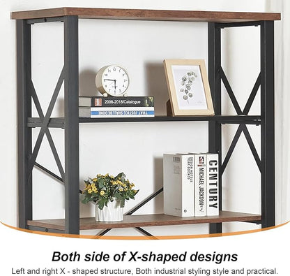 HOMBAZAAR Bookshelf, 6-Tier Industrial Bookshelf, Etagere Bookcases and Bookshelves, Tall Bookshelf Storage Organizer, Freestanding Bookshelf for Living Room, Bedroom and Home Office, Brown