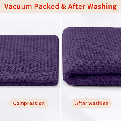 Homaxy 100% Cotton Waffle Weave Kitchen Dish Towels 12-Pack, Eggplant | 13 x 28 Inches, Ultra Soft Absorbent Dish Towels, Quick Drying Cleaning Towels