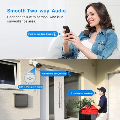 Hiseeu 2K Wireless Pro Security Camera Wireless Outdoor, 2-Way Audio, 3MP Surveillance Cameras, IP66 Waterproof, 2.4Ghz & 5Ghz, Motion Detection, SD Storage, Compatible with System, Work with Alexa