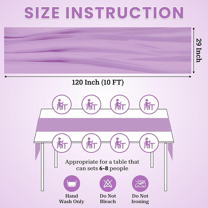 Pack of 5 | Orchid | 10ft Chiffon Table Runner 29x120 Inches Long Romantic Rustic Sheer Gauze Runner for Wedding Bridal Shower Birthday Banquets Engagement Spring Easter Boho Decorations