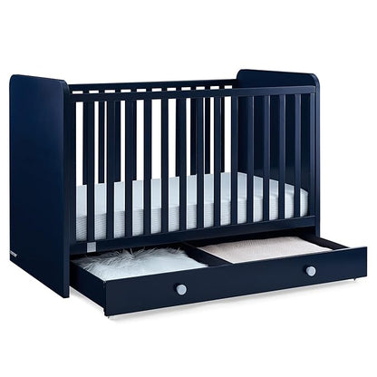 Delta Children babyGap Graham 4-in-1 Convertible Crib with Storage Drawer + Brannan Bear Bookcase with Bins + Brannan Bear Wall Shelf with 4 Hooks, Navy/Light Blue (Bundle)
