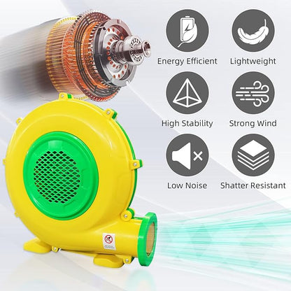 Air Blower, QILEBA Powerful Bounce House Blower for Inflatables, Portable Inflatable Bubble House Blower Fan Pump for Spray Booth, Bouncy Castle, Jumper, Water Slid, Blower Corded (1100W)