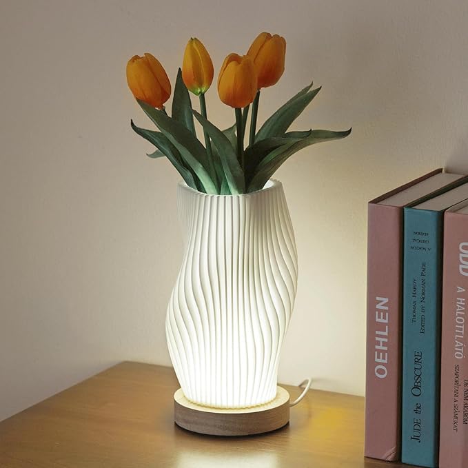 Bedside Lamps for Bedroom Nightstand Lamp,Vintage Style Striped Small Night Light Lamp,Gold Mini Modern Lamp with Woodbase,Gold Mini Table Lamp LED Lights for Living Room,Dorm,Kids Room,Office