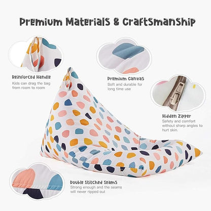 Nobildonna Stuffed Animal Storage Bean Bag for Kids (No Filler), Extra Large 250L Bean Bag Chair Cover Only, Washable Beanbag Without Filling Soft Premium Canvas Stuffable Bean Bag Cover (Pebble)
