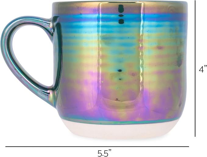 Elanze Designs Glossy Reactive Glaze Large 17 Fluid Ounce Everyday Kitchen Food Grade Ceramic Stoneware Coffee Mug Cup with Comfort Curved Handles, Set of 4, Emerald Green