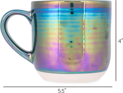 Elanze Designs Glossy Reactive Glaze Large 17 Fluid Ounce Everyday Kitchen Food Grade Ceramic Stoneware Coffee Mug Cup with Comfort Curved Handles, Set of 4, Emerald Green