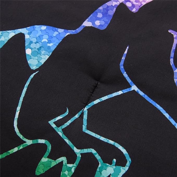 Meeting Story Dinosaur Comforter Set, Fluorescence Gradation Dinosaur Twin Comforter Set, 3 PCS 1 Comforter and 2 Pillowcases in One Bag, All Season Bedspread for Kids Teens Adults（Twin）